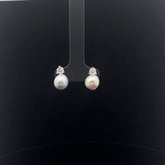 14k White Gold .38ct G VS2 Round Diamond ands Fresh Water White Pearl 8mm Stud Earrings